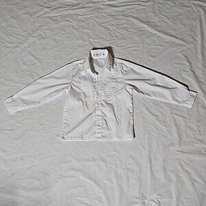 YuanLu Boys 4 White Button Down Long Sleeve Dress Shirt with Pleat Detail Used